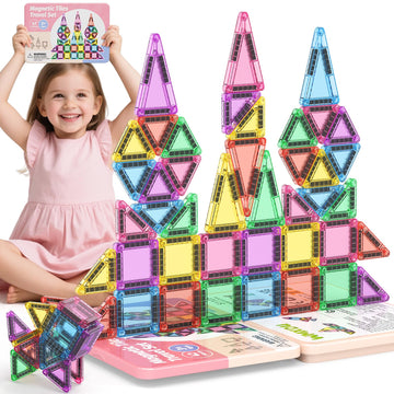 WMXDU Mini Magnetic Tiles with Iron Box, 42PCS Travel Size Magnet Building Blocks Toy Set, Protable Construction Block Toys Educ