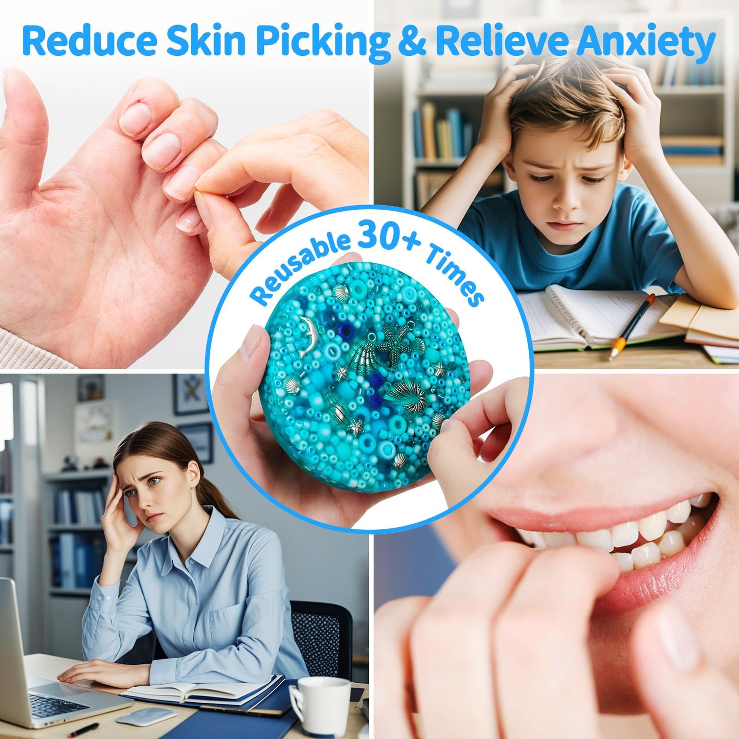 Reusable Picky Fidget Pad Over 30 Times, Skin Picking Fidget Toys, Reusable Picking Pad, Remeltable Big Pick Party Toy, Dermatil