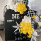 Black And Yellow White Balloon Arch Kit, 115 Pcs Race Car Birthday Party Decorations Balloons Garland, 18 Inch Checkered Mylar E
