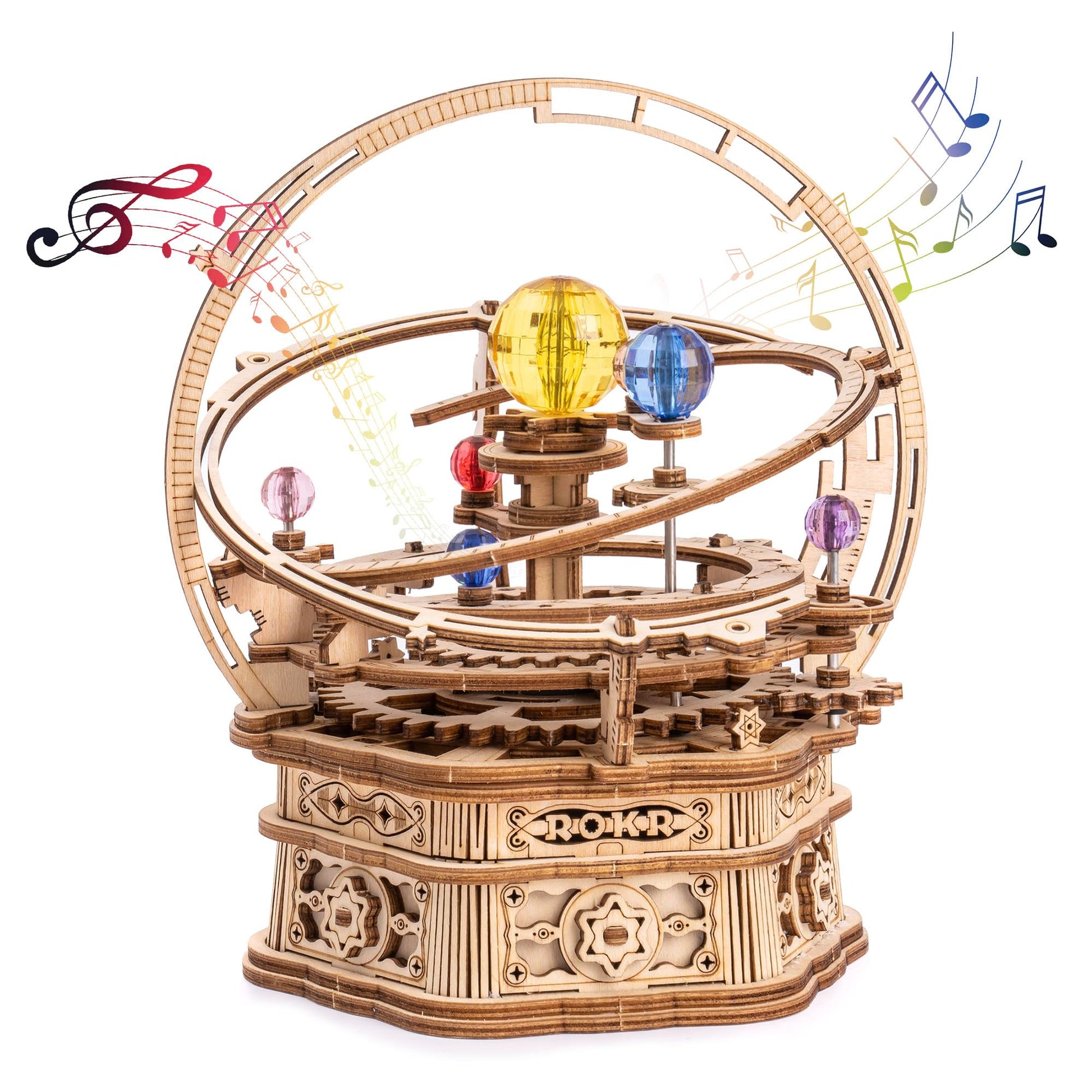 ROBOTIME 3D Puzzles for mature-themeds Model Kits for mature-themeds Hobbies for Men/Women Rotating Starry Night Wooden Puzzle Music Box AMK51
