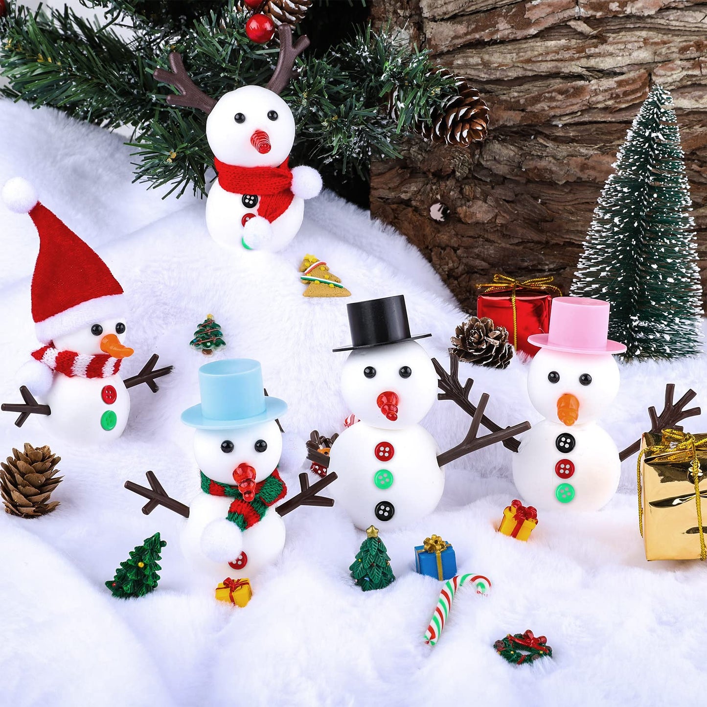 Aneco 12 Pack Christmas Snowman DIY Craft Build Snowman Craft Kit Christmas Decoration Air Dry Modeling Clay Winter Gift Game fo