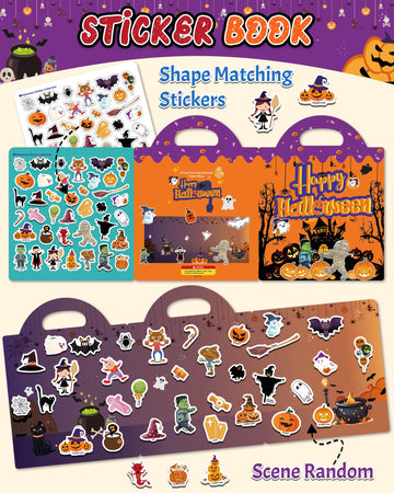 Benresive Reusable Sticker Book For Toddlers 2-4 Years, Fun Travel Stickers For Kids, Waterproof Sticker Books For Toddlers 1-3, Crafts Activities For Todddlers 1-3 2-4 3-5 - Halloween