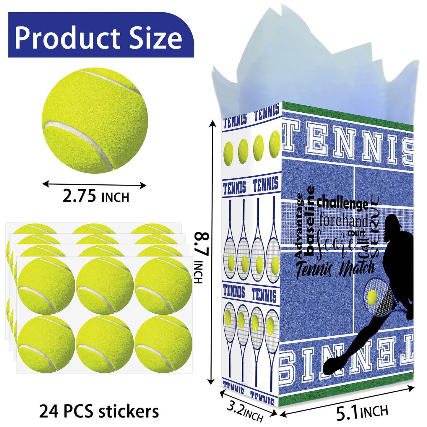 Outego 24 Tennis Party Favor Bags Tennis Goodie Bags Tennis Party Favors For Kids Tennis Birthday Party Supplies