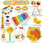 Raimy Kids Musical Instruments Set - Wooden Percussion Instruments Toy For Toddler Baby, Preschool Educational Music Toys For Boys And Girls With Carrying Bag (Yellow)