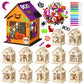 Cinnvoice 12 Sets Thanksgiving Wooden Houses Craft Harvest Graffiti Turkey House Pumpkin Maple Leave DIY Table Decor 12 DIY Unfi