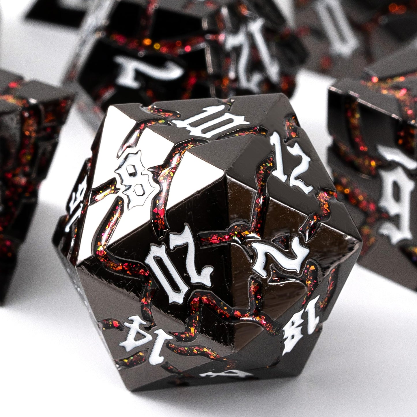 Soar Forge Metal Dice for DND - Beautiful Glitter Cracks Set Compatible with Dungeons and Dragons and Other RPG, Dice for D&D (G
