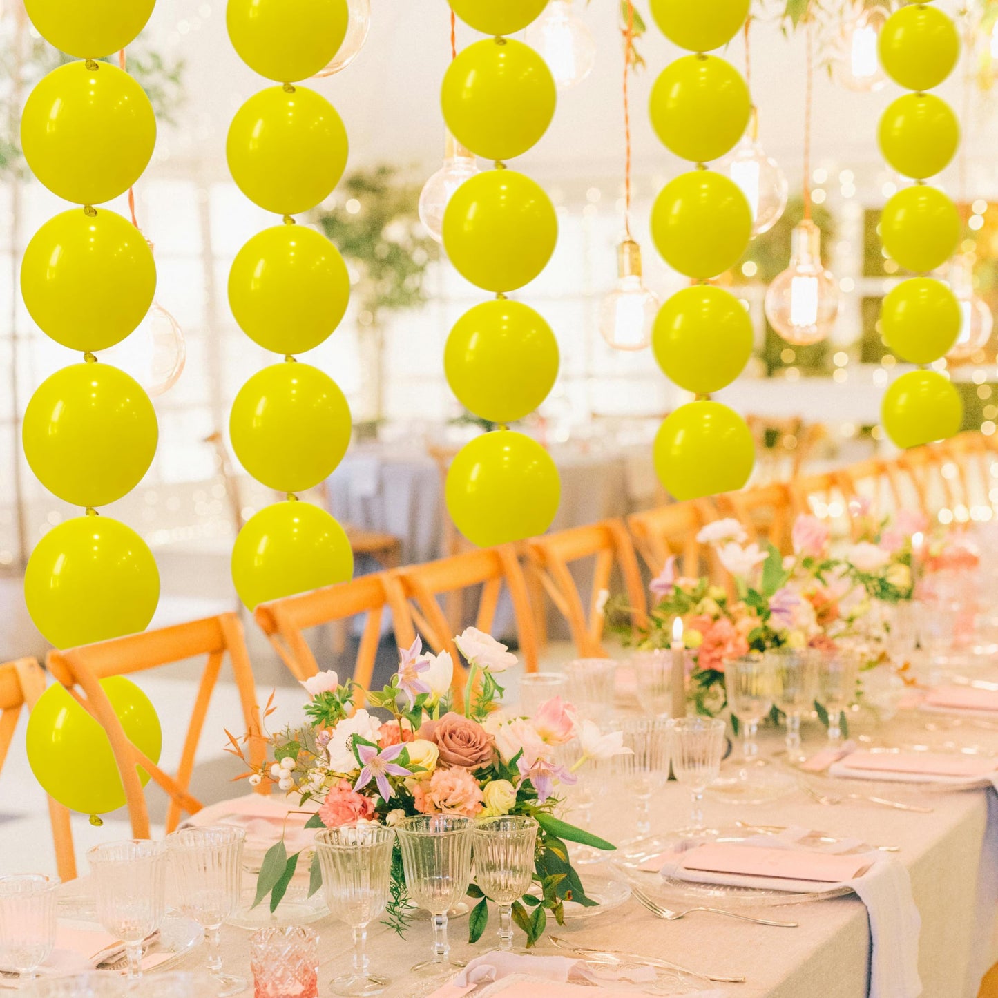 In-Jooyaa 6 Inch Yellow Latex Link Balloon 100 Pcs Quick Link Balloons For Party Decoration