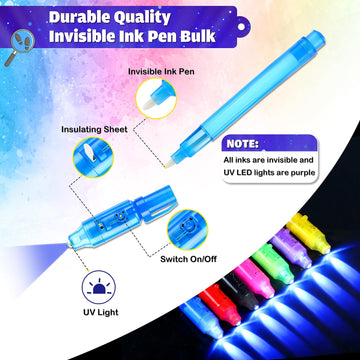 Joycover Invisible Ink Pen, 28Pcs Spy Pen For Kids With Uv Light Magic Marker For Secret Message, Birthday Party Favors For Kids
