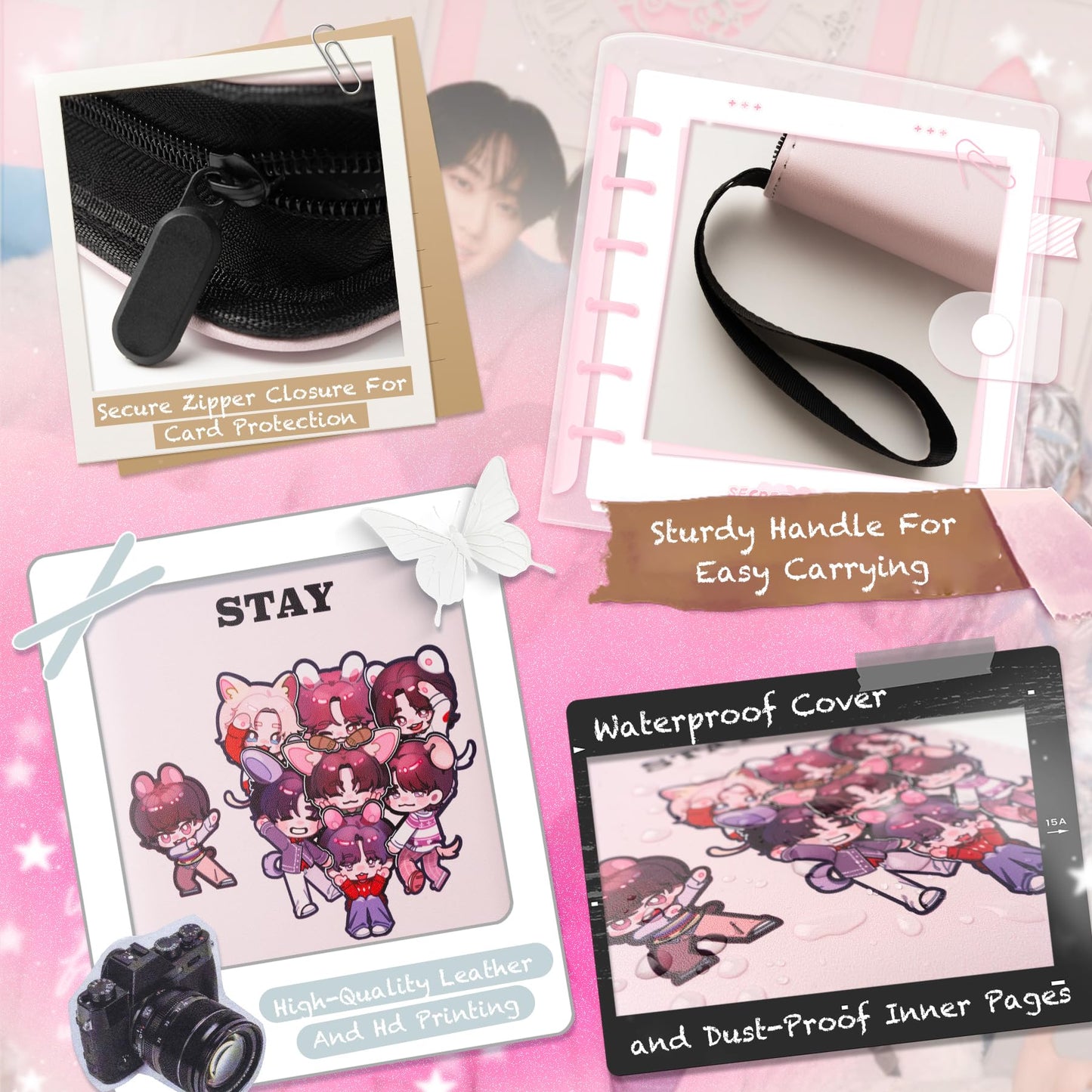 Stray Kids Kpop Photocard Binder-Skzoo Trading Card A5 Binder Cartoon Photocard Holder With 400 Cards Sleeves  Photo Album for Skz Merch And Lomo Cards