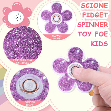 Scione 5Pack Fidget Spinners, Valentine Fidget Toys With Colorful Glitter For Adults Kids, Quiet Fidget Figette Toys For 8-12, F