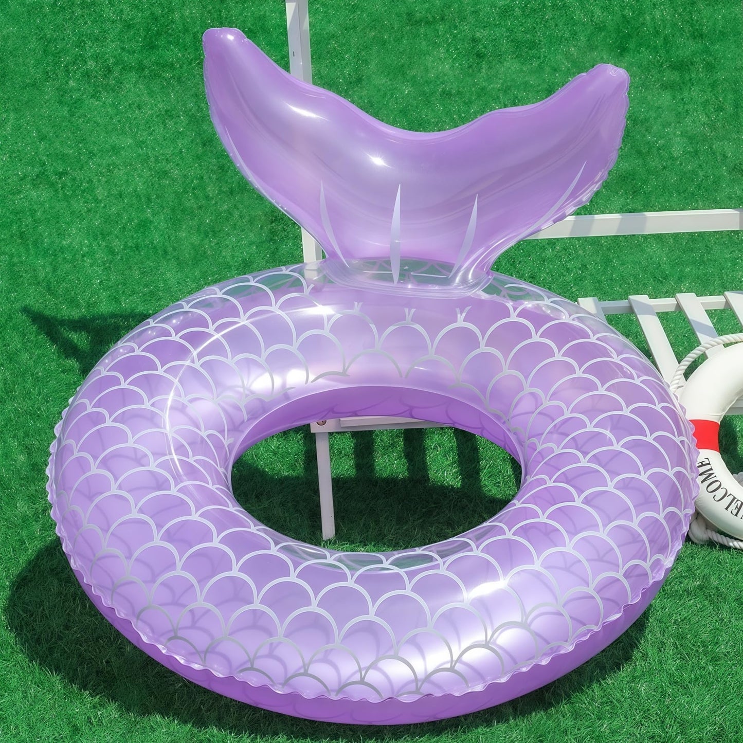 Inflatable Mermaid Pool Floats For Kids,Purple Mermaid Swimming Ring Tubes Children Pool Float For Outdoor Beach Swimming Pool P
