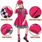 G.C 8Pcs Kids Girls Race Car Driver Costume Toddler Racing Suit Rose Red Racer Dress Costumes Accessories Car Cap Knee Socks Sunglasses Flags Halloween Dress Up Clothes (M(8-9Y))