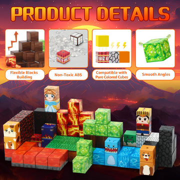 Benoker Dinosaur Magnetic Blocks,Dino Volcano World Magnet Building Toys, Sensory Montessori Toys For Stem Learning, Toddler Gif