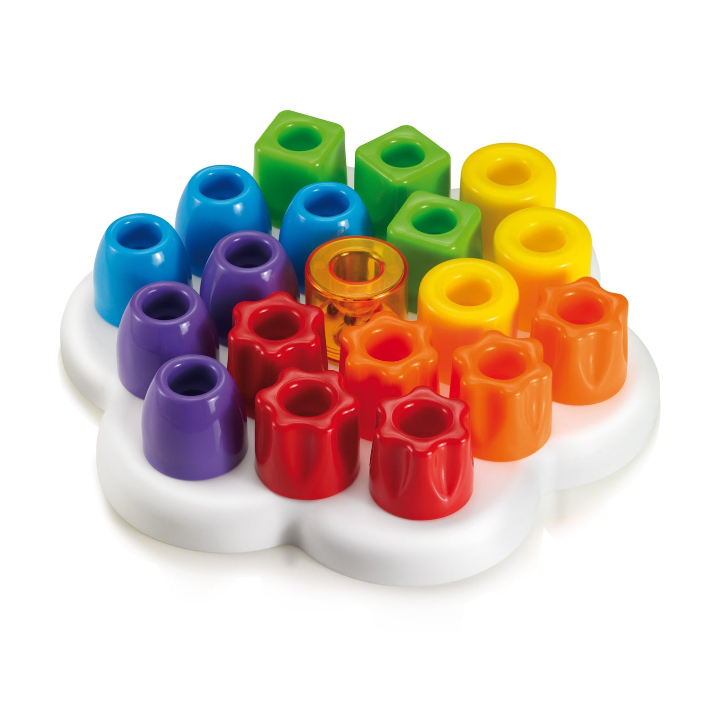 Quercetti Geokid Daisy Maxi 21-Piece Stacking & Sorting Pegboard, Plastic, Multicolor, Ages 1+, Model 4160