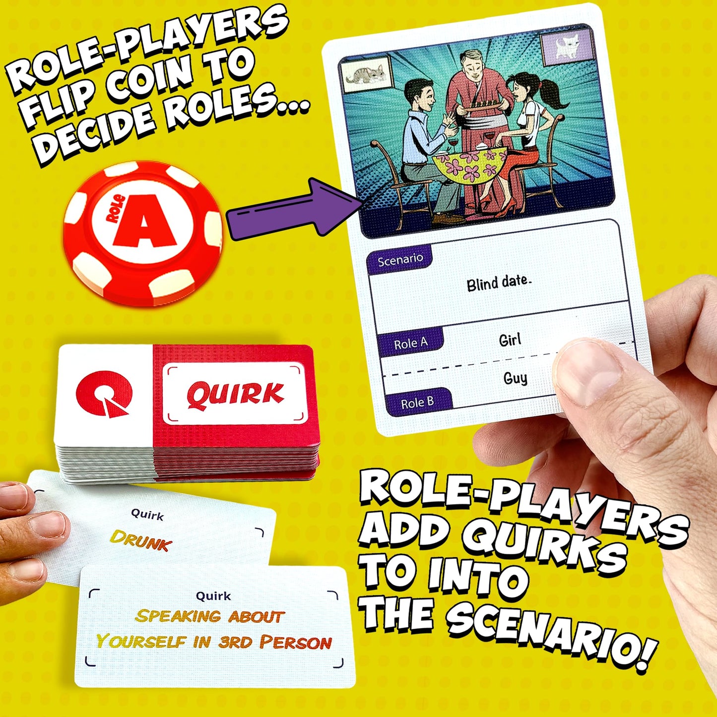 QUOKKA Drama Mayhem Funny mature-themed Card Game - mature-themed Original Pack - | Charades and Role-Playing Fun | Improv Games for Parties | Comedy Acting Game for Groups | Multiplayer Game for Game Night