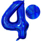 Number 4 Balloon 40 Inch, Dark Blue Big Number Balloon, Giant Foil 4 Balloons Number, Helium 4Th Birthday Balloons For Kids Boys