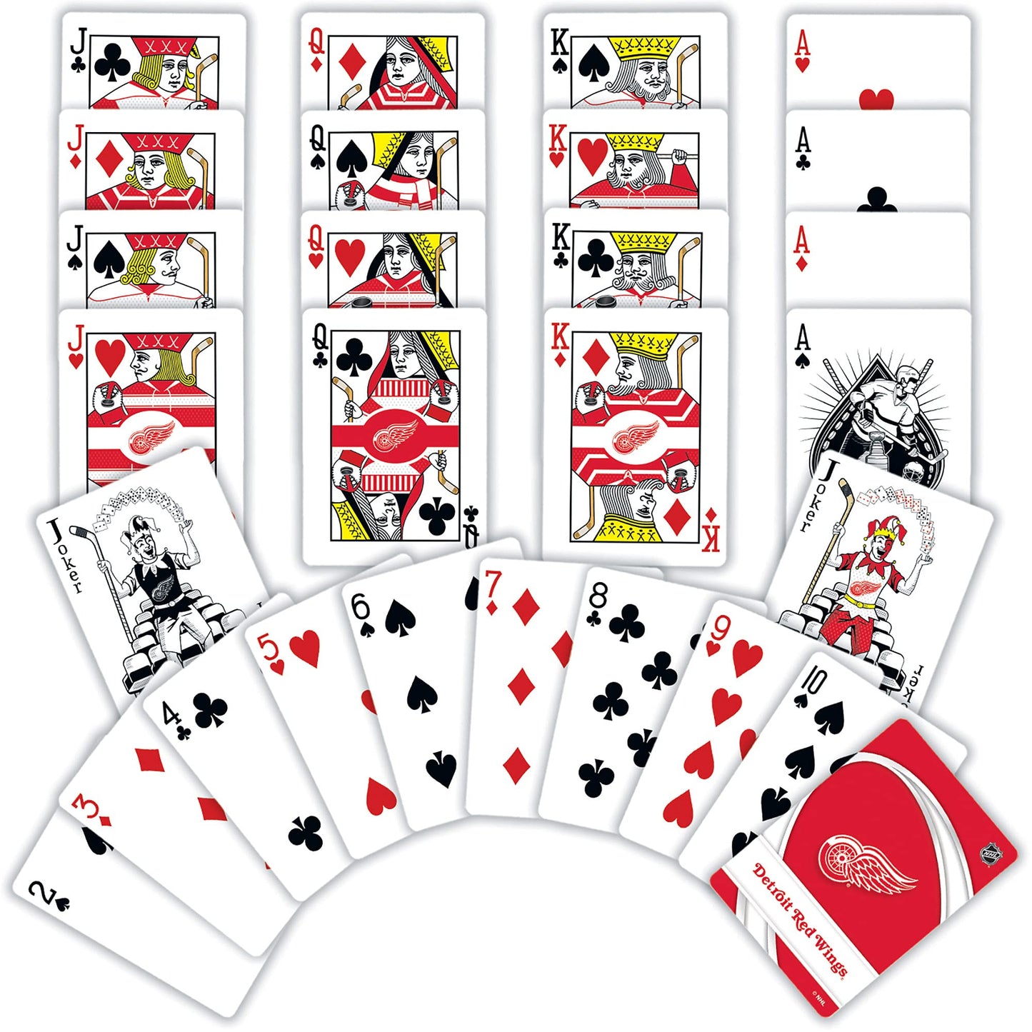 MasterPieces Family Games - NHL Detroit Red Wings Playing Cards - Officially Licensed Playing Card Deck For Adults, Kids, And Fa