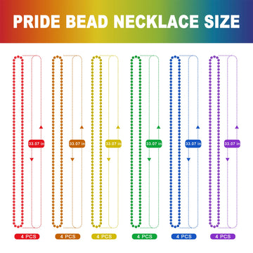 24PCS Pride Necklace Stuff, LGBTQ Beads Pride Accessories, 6 Kinds of Metallic Rainbow Beads Bulk, Gay Lesbian Pride Necklace fo