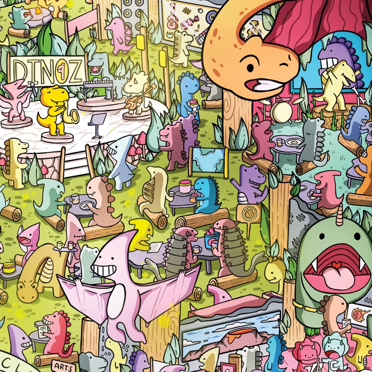Cross & Glory 1000 Piece Jigsaw Puzzle - Jurassic Jive Dino Jazz, Large Size, 1.8mm Thick Cardboard, Ideal for Adults & Kids 12+