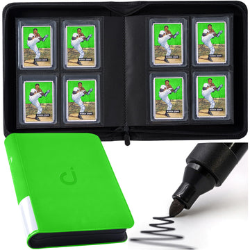 Toploader Binder  Holds 128 Top Loaders - 4 Pocket Top Loader Binder for 3 x 4 Rigid Card Holders for Trading Cards or Sports Cards  Model A - Brilliant Green