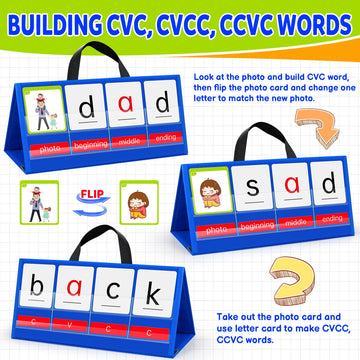 Cvc Word Building Pocket Chart, Esiplay Sight Words Flash Cards Kindergarten Classroom Must Haves, Phonics Games Blending Board