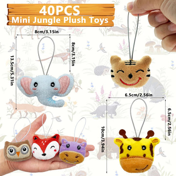 40 Pcs Mini Jungle Animal Plush Toys Set Cute Small Animal Stuffed Keychain For Party Favors Keychain Ornament For Goody Bag Easter Egg Stuffers Carnival Birthday Party Classroom Prizes 20 Styles