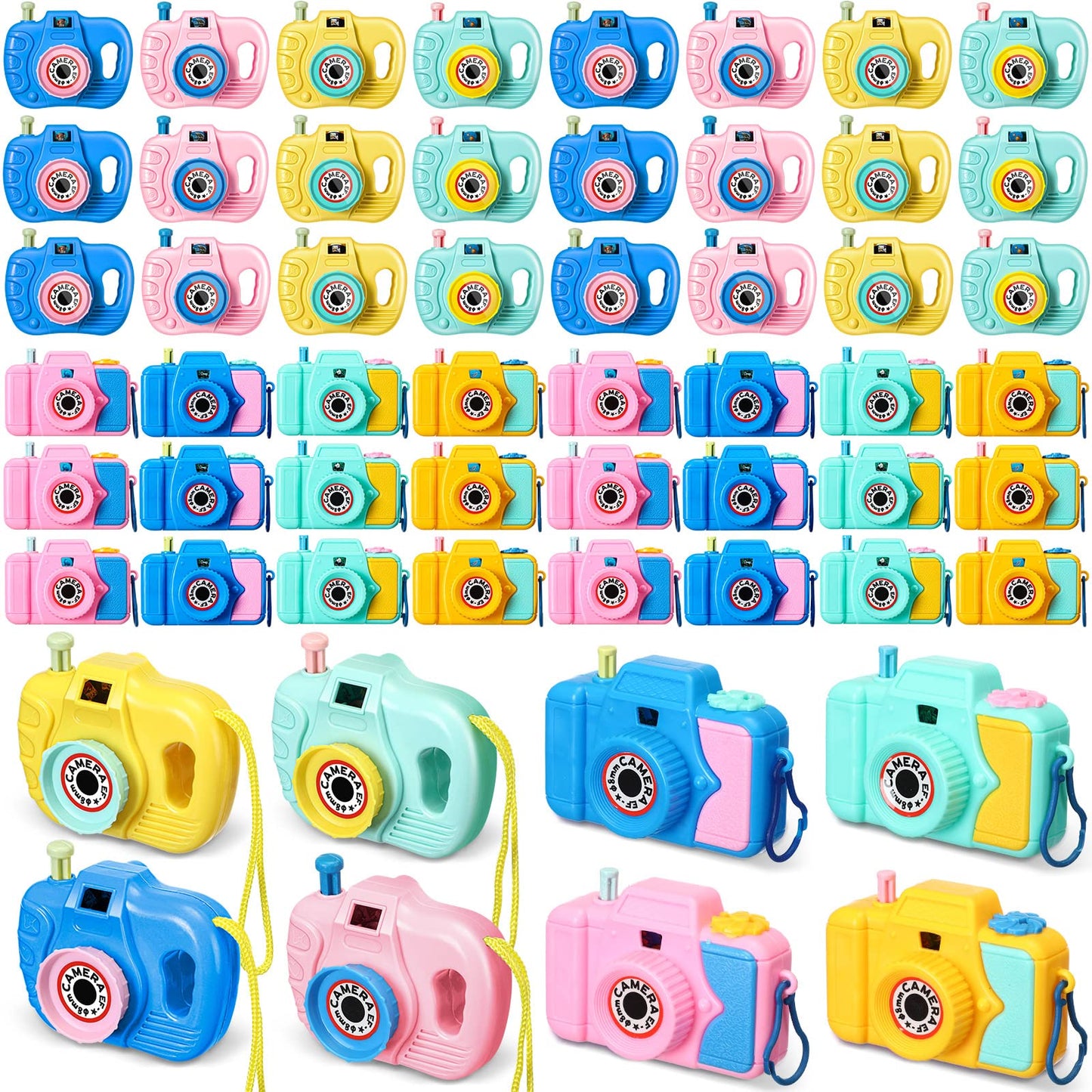 48 Pcs Valentines Day Kids Camera Toy Set Back to School Gifts Childrens Pretend Play Prop with Images in Viewfinder Mini Toy
