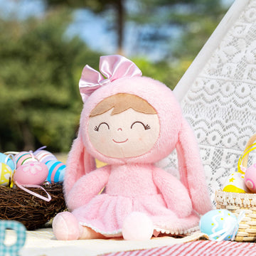 Gloveleya Baby Girl Gift Plush Bunny Dolls First Baby Doll Toddlers Rabbit Toy Bunny Gifts For Girl Pink 12 Inches