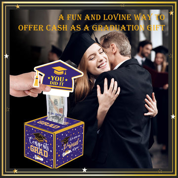 Meiidoshine 2024 Graduation Money Box For Cash Gift Pull, Funny Graduation Gifts For Boys Girls High School College, Surprise Money Holder For Grads With Pull Out Card And 100Pcs Plastic Bags