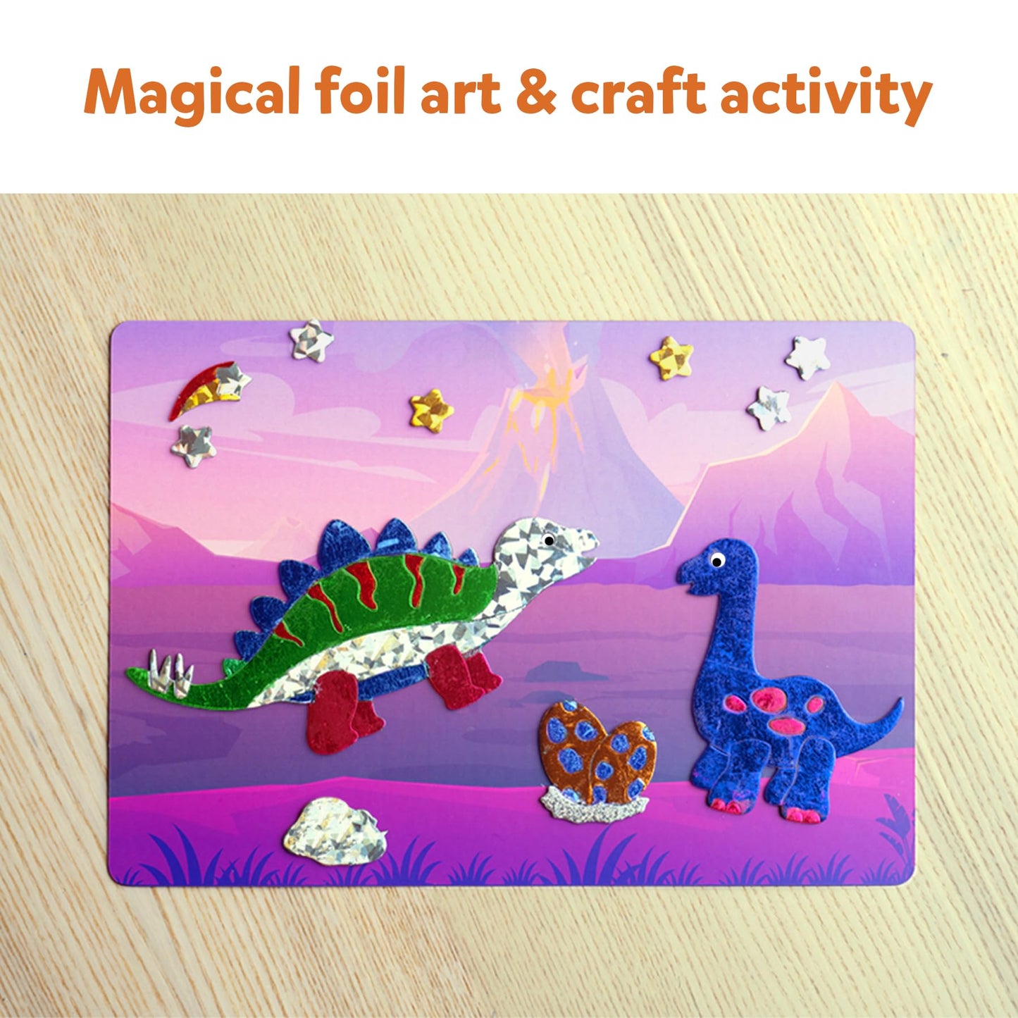 Skillmatics Foil Fun Dinosaurs Craft Kit - No Mess Art for Kids, Multi-Color, Ages 4-9, Model SKILL295FFWD