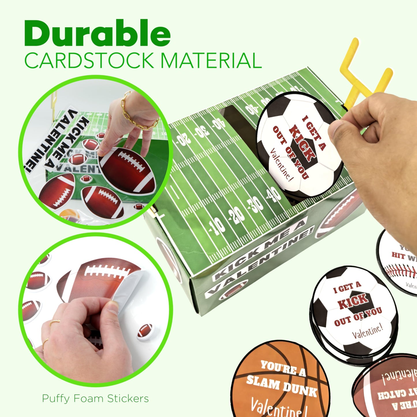 4Es Novelty DIY Football Valentine Mailbox Kit Craft Kit with 36 Valentines Sports Cards for Kids - Valentines Box for Boys Gir