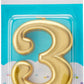 Amscan Number 3 Metallic Gold Candle, 1ct, 3 1/4