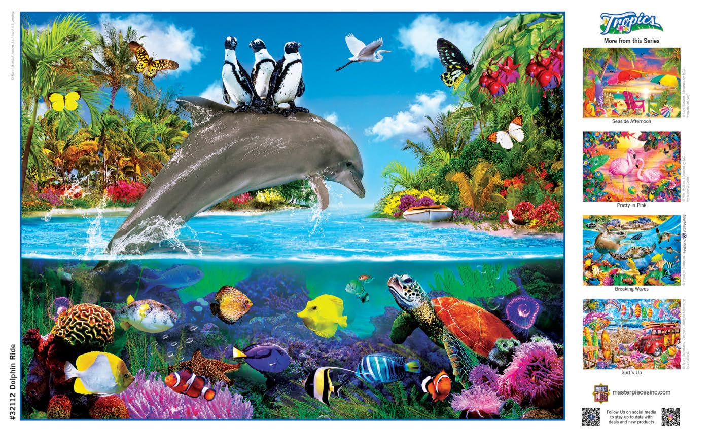 MasterPieces 300 Piece EZ Grip Jigsaw Puzzle - Dolphin Ride - 18x24