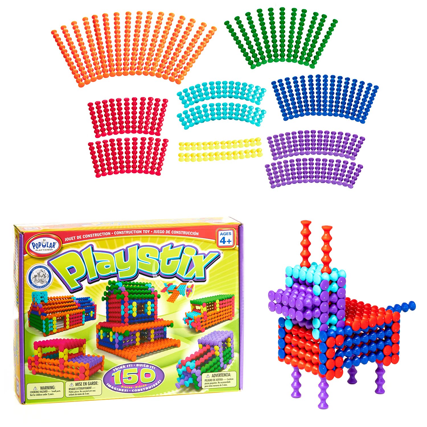 Playstix Construction Toy Building Blocks Set 150 Piece STEM Kit