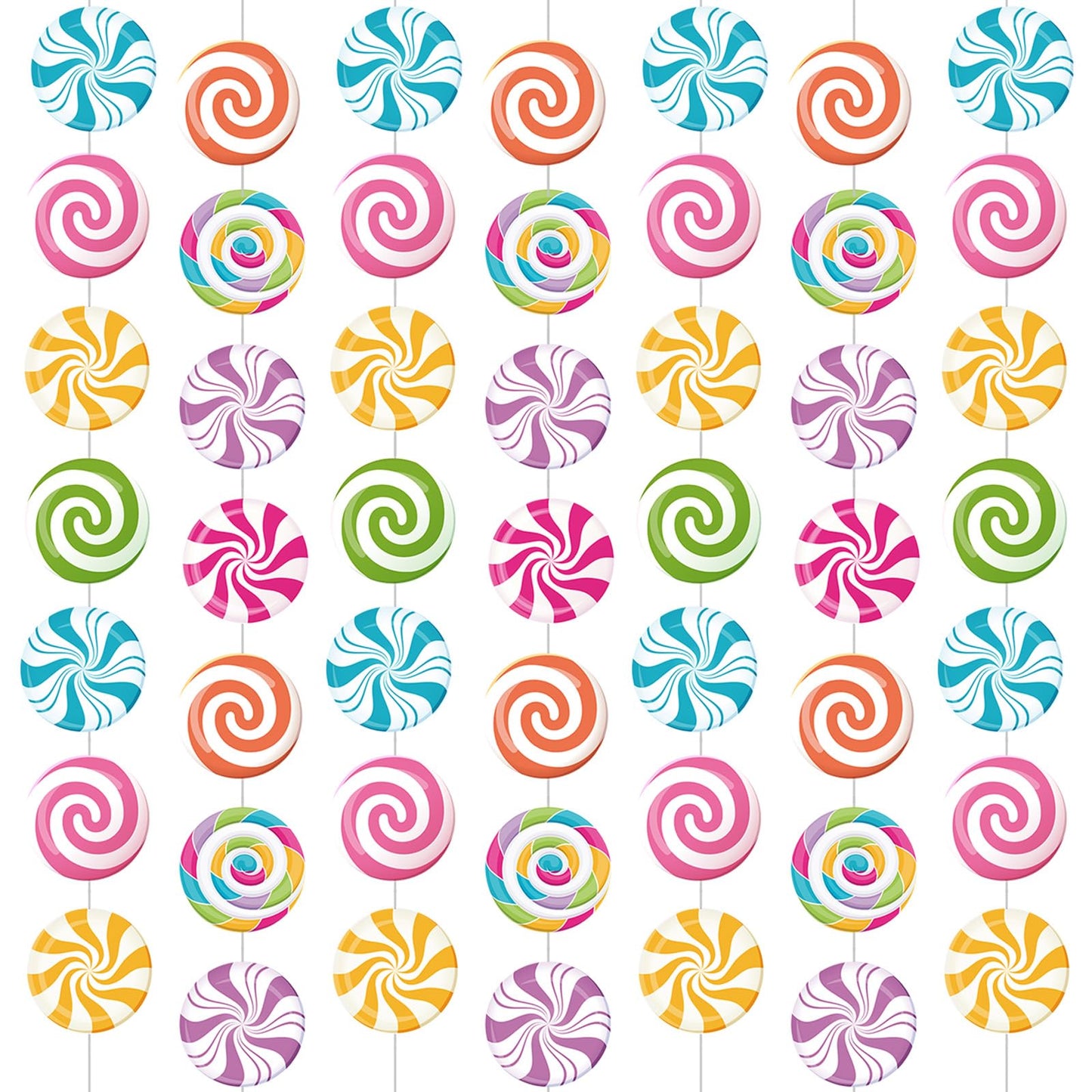 Capoda 8 Pieces Candy Party Decorations Candyland Paper Garlands Candy Paper Cutouts Lollipop Garland Banner Sweet Candy Hanging