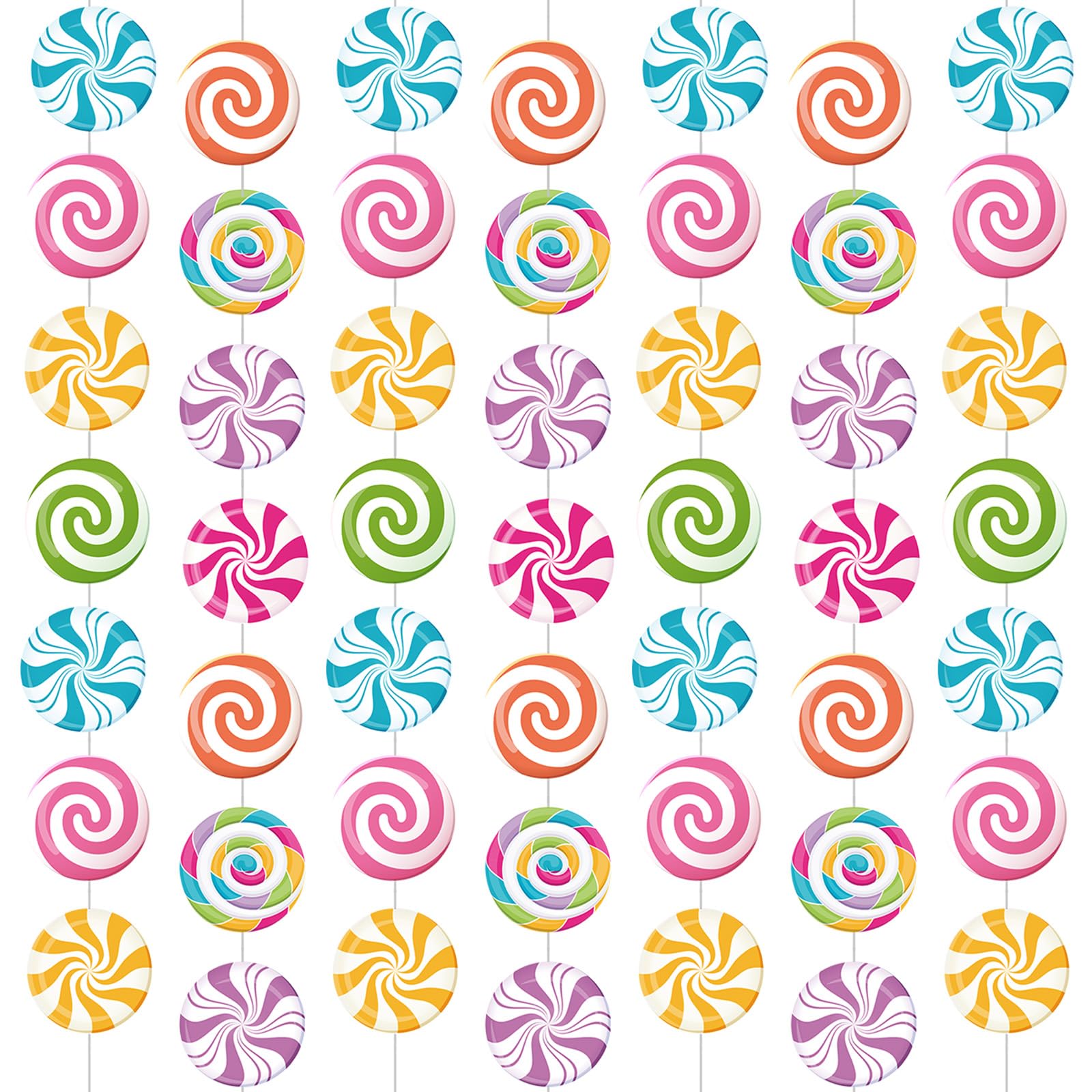 Capoda 8 Pieces Candy Party Decorations Candyland Paper Garlands Candy Paper Cutouts Lollipop Garland Banner Sweet Candy Hanging