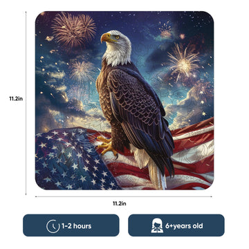 Reouinty Wooden Puzzle For Adults, Eagle Flag Wooden Jigsaw Puzzles(11.2 * 11.2In-200Pcs), Beautiful Wooden Puzzle With Box Birt