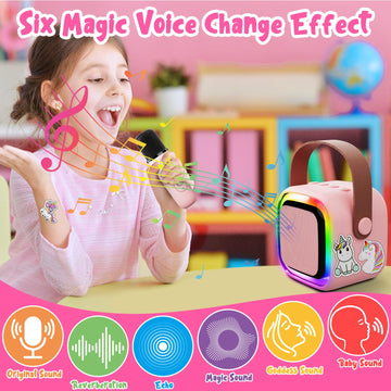 Just4Fun Karaoke Machine For Kids, Portable Karaoke Machine With 2 Microphone Wireless, Family Party Game Toys For Ages 3 4 5 6 7 8 9 10 11 12 Year Old Toddler Boys Girls Kid Christmas Birthday Gifts