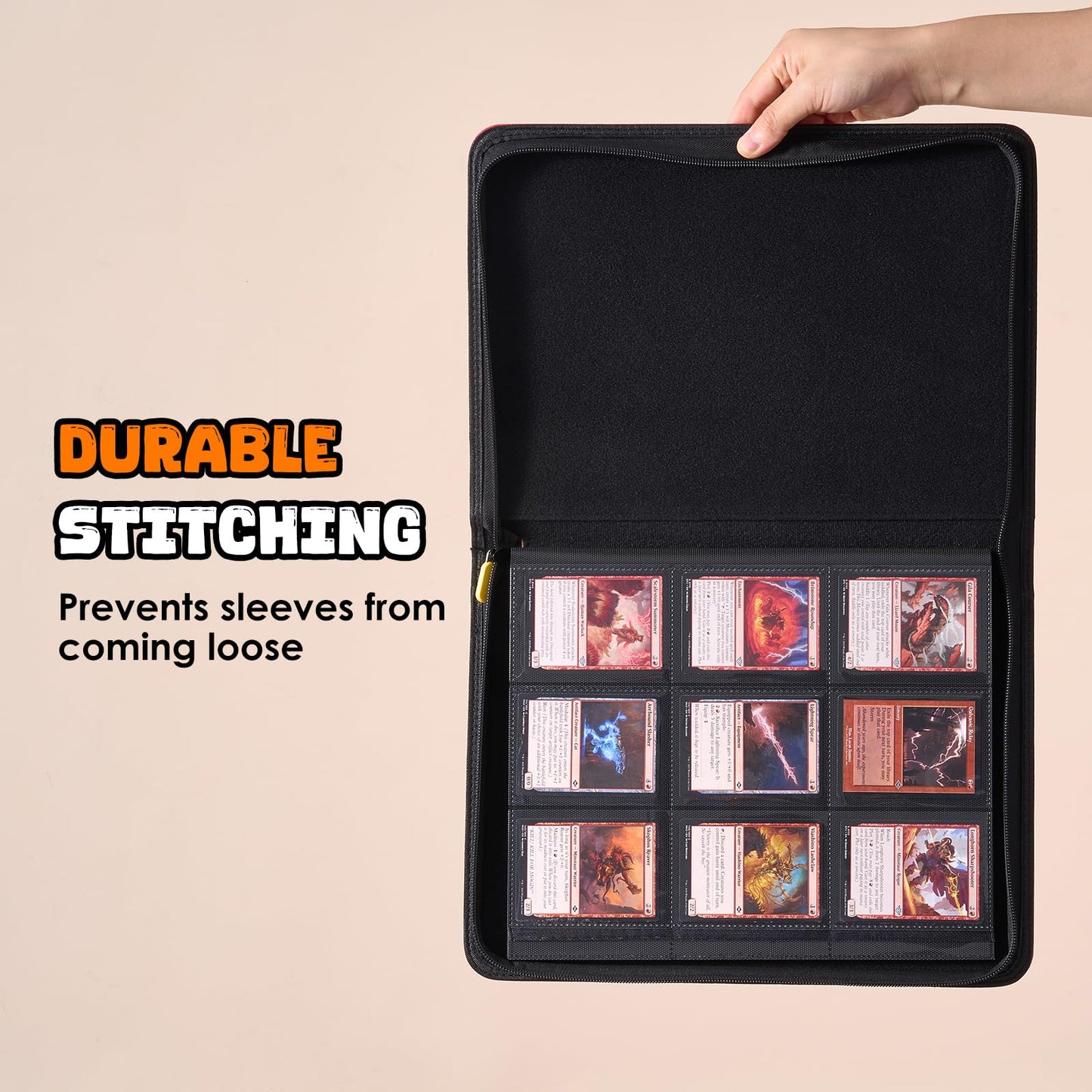 ProCase 2 Pack Trading Card Binder with Side Label; Holds 360 Trading Card with 9 Pockets; enhanced Zipper Card Collection binder Album Folder for Sports Cards  TCG  MTG  PKM -Rednavy