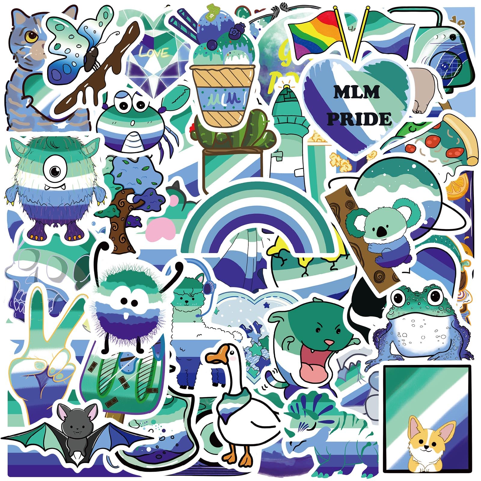 Meplum Pride Mlm Stickers 50 Pcs For Man Love Man Gay Pride Stuff, Gay Pride Present Waterproof Mlm Gay Stickers Bulk Lgbtq Prid