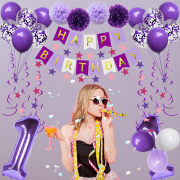 Naninuneno 11Th Birthday Decorations For Girls, Purple 11 Happy Birthday Balloons Supplies Including Purple Happy Birthday Banne