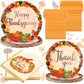 Spiareal 100pcs Thanksgiving Paper Plates and Napkins Pumpkin Theme Party Disposable Dinnerware Give Thanks Tableware for Thanks