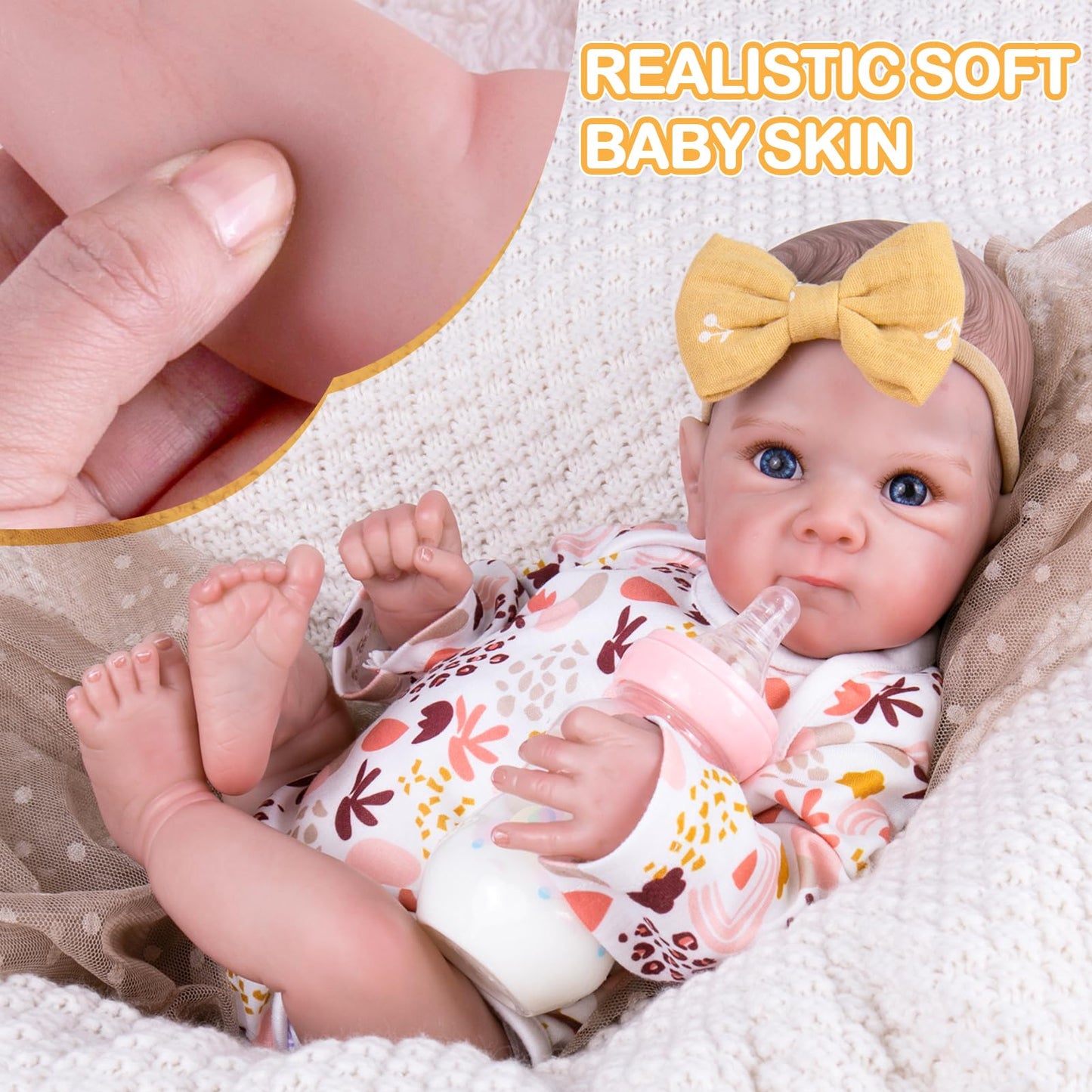 Aori Lifelike Reborn Baby Dolls - 20-inch Realistic Newborn Girls Doll That Look Real  Nice Gift Set for Kids  Parents-to-be  Grandparents