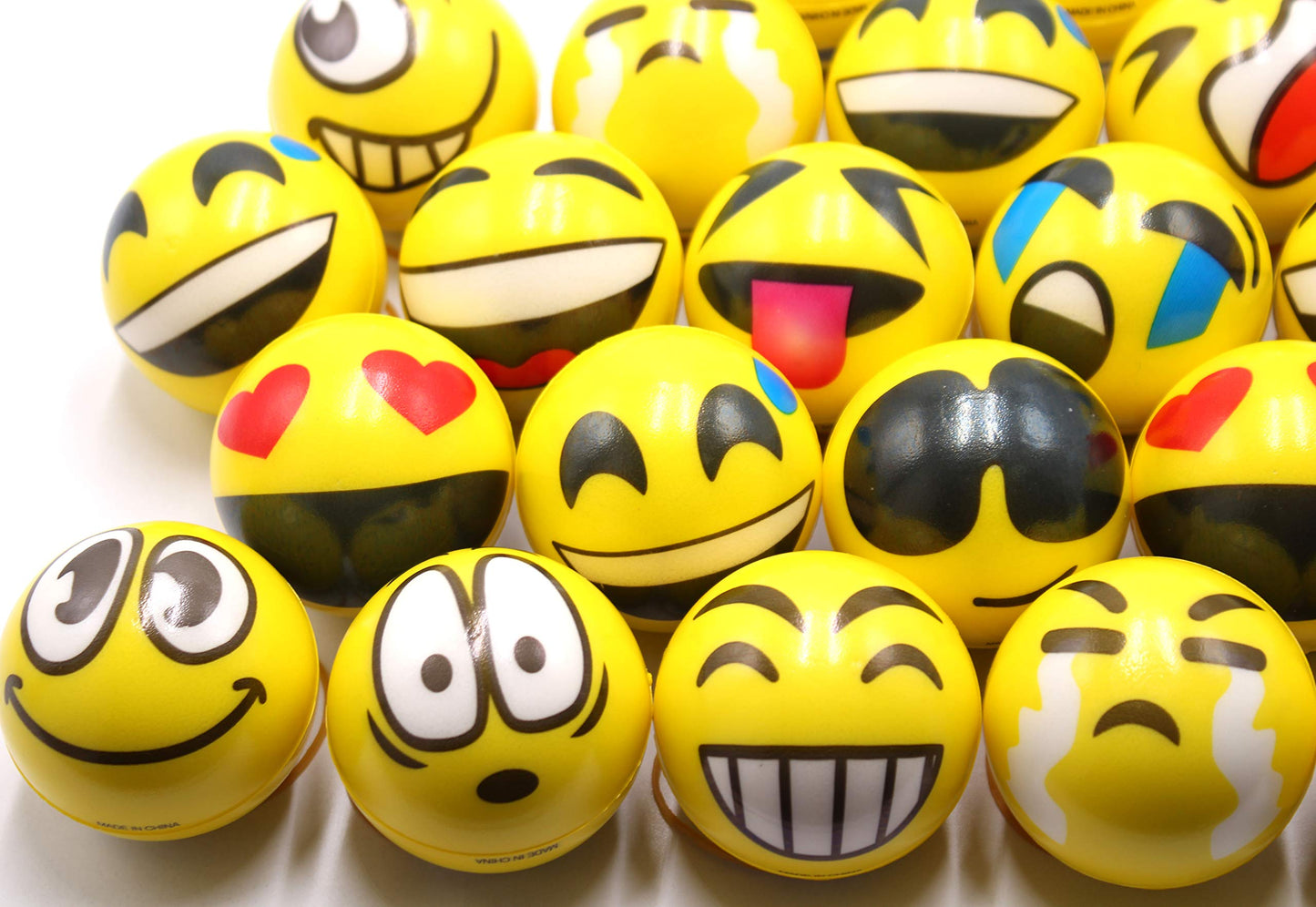 Fivoendar Set Of 12 - Fun Face Stress Balls Cute Hand Wrist Stress Reliefs Squeeze Balls For Kids And Adults At School Or Office Party Favors (Yellow Color Random Faces) (Latest)