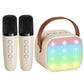 Yll Mini Karaoke Machine With 2 Wireless Microphones For Kids Adults, Portable Bluetooth Speaker Gift For Girls Toys 4, 5, 6, 7, 8, 10, 12+ Years Old Teens Birthday(Beige)