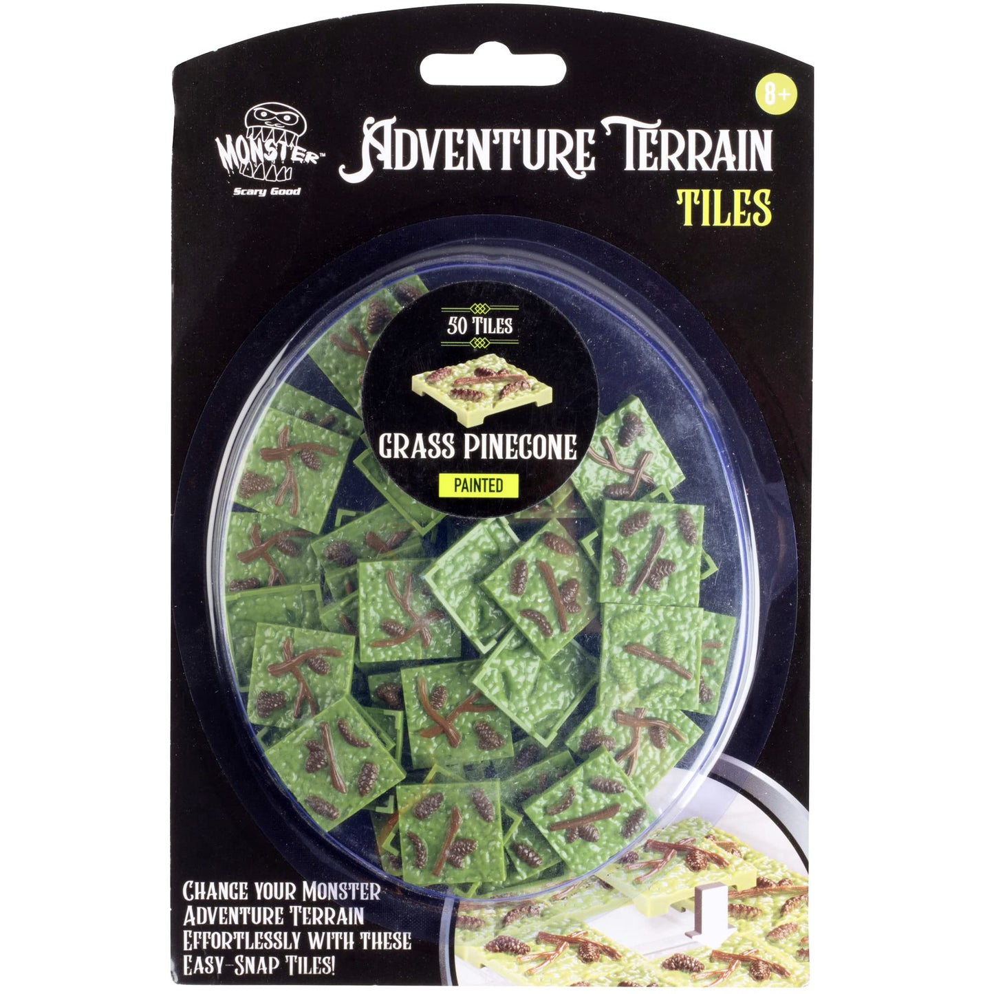 Monster Adventure Terrain 50Pc Grass Pinecone Tile Pack - Hand-Painted 1' X1' Tile Set- Creates Amazing Tabletop Terrain In Minutes- Customize Your D&D & Pathfinder Dungeons