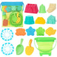 RACPNEL Beach Toys Sand Toys Set for Kids, Collapsible Sand Bucket and Shovels Set with Mesh Bag, Sand Molds, Flags, Sandbox Toy