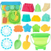 RACPNEL Beach Toys Sand Toys Set for Kids, Collapsible Sand Bucket and Shovels Set with Mesh Bag, Sand Molds, Flags, Sandbox Toy