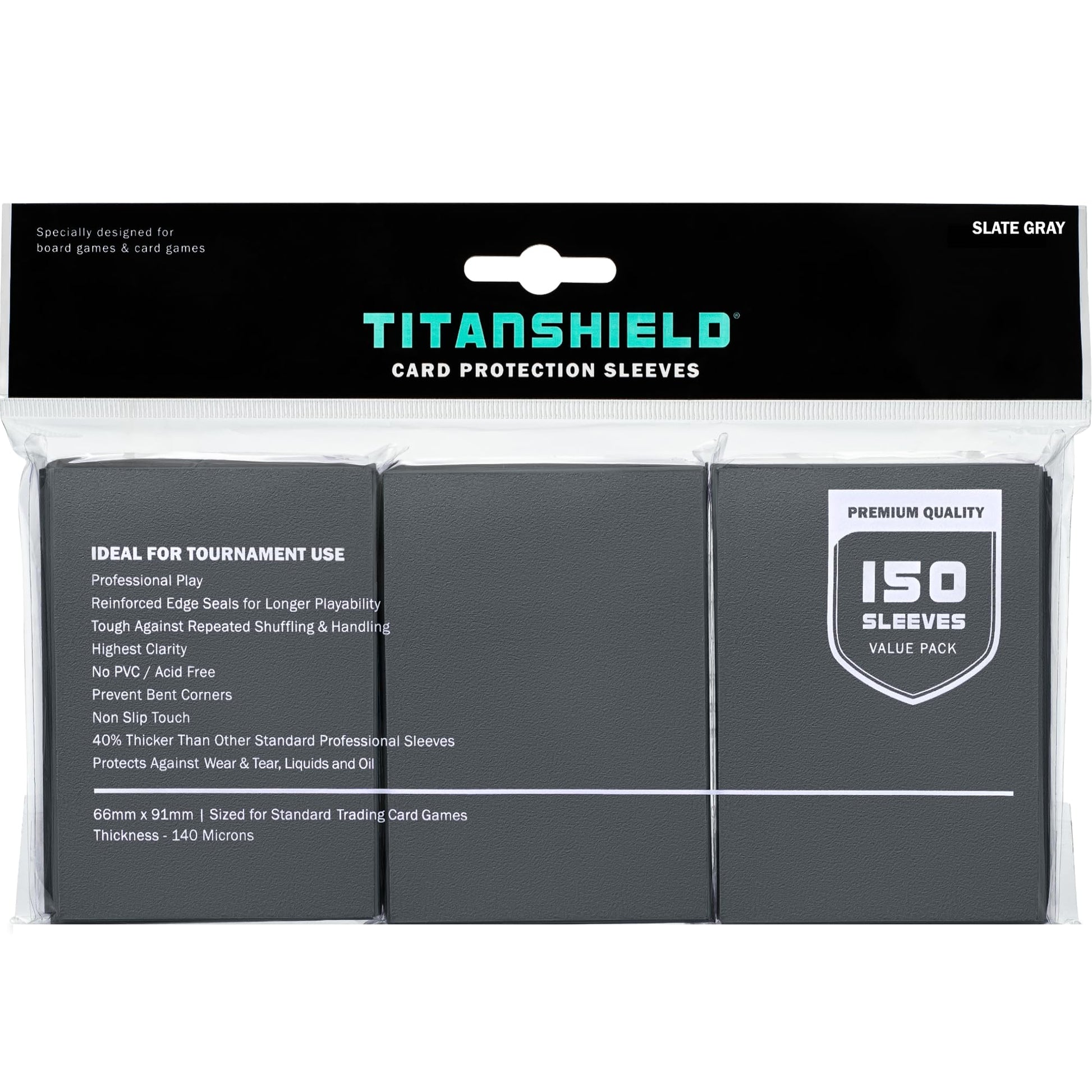 Titanshield Premium Slate Gray 150 Sleeves Standard Size Board Game Trading Card Sleeves Deck Protector For Magic The Gathering