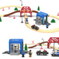 Wooden Train Set For Toddlers, 52Pcs Train Toy With Railway Track For Kids, Wooden Train Tracks Include Expansion Pack Compatible With Thomas, Brio, Chuggington